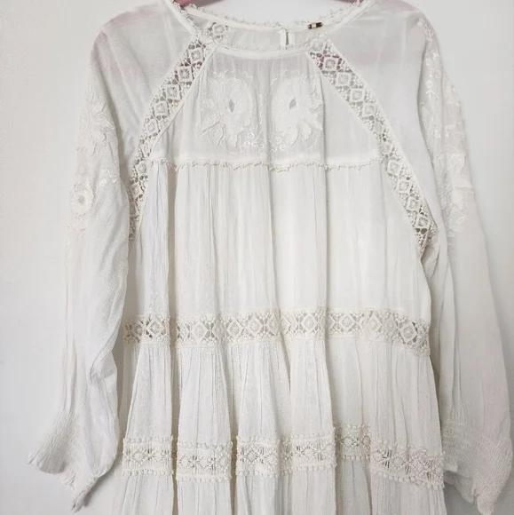 Free People NWT Piece Of Your Heart Floral Embroidered Lace Mini Dress Ivory S - Picture 3 of 8